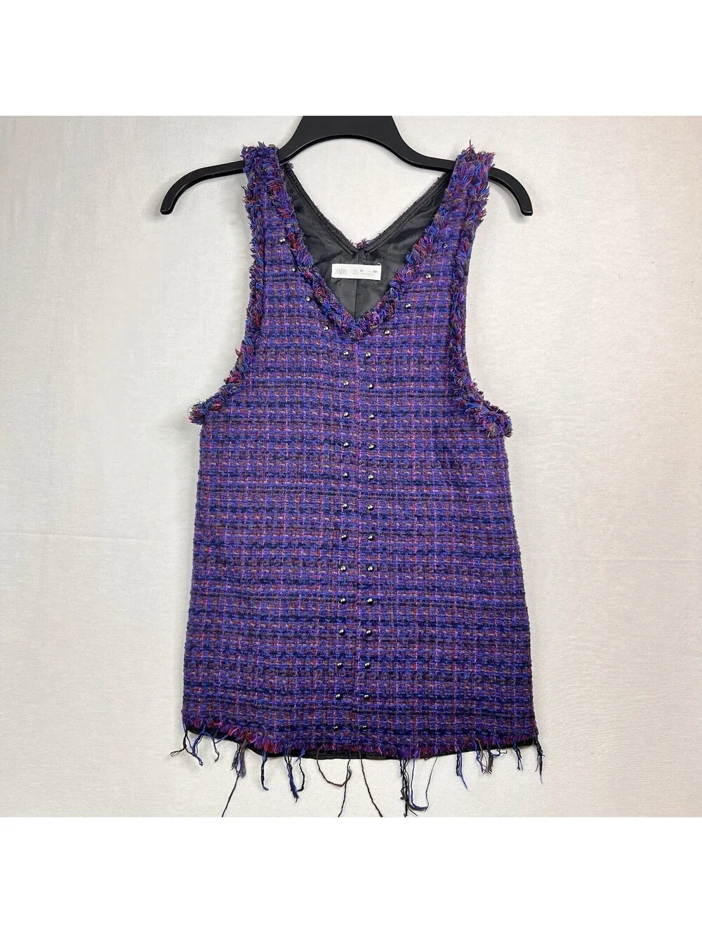 Zara Girl Purple Pink Blue Tweed Jumper Dress Size 10